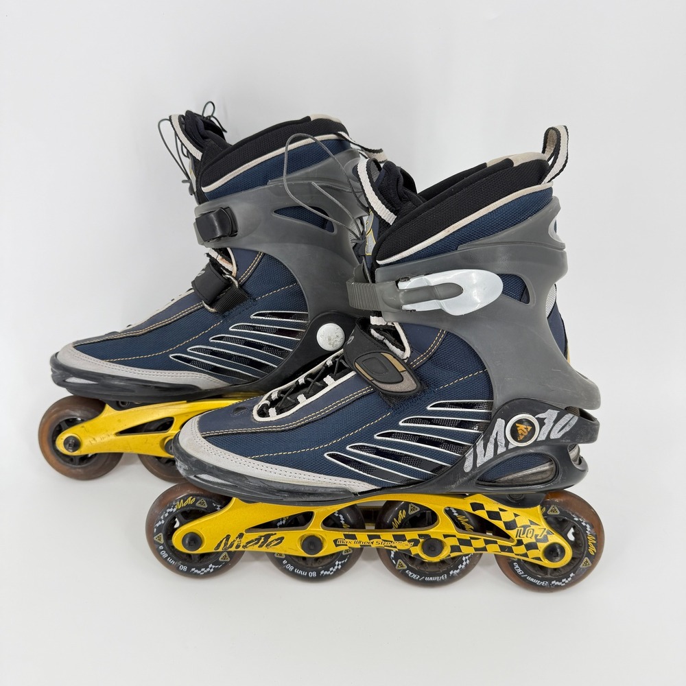 K2 Moto M Fitness Inline Skates US 10 Navy Gray Yellow 84mm ILQ-7 Aluminum Frame